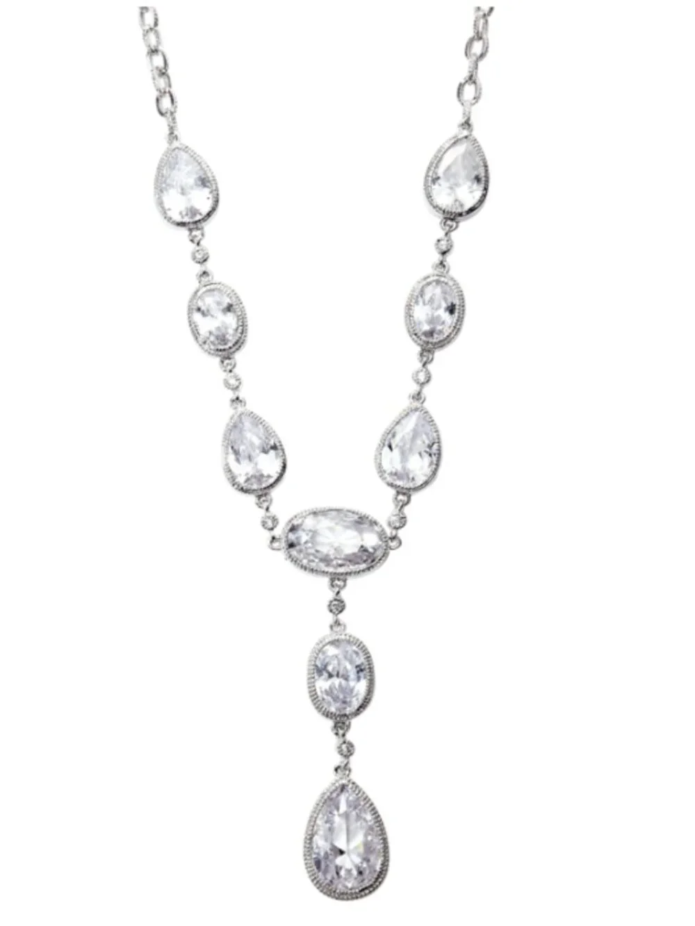 Park Lane “Vegas” Necklace Crystal Drop Statement Necklace Silver Tone Glam NWT